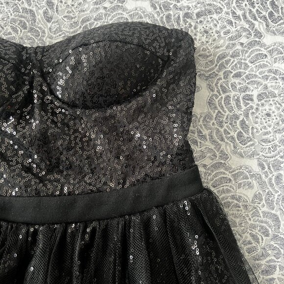Ark and Co Black Strapless Sequin Holiday Dress Size Small - Picture 6 of 11